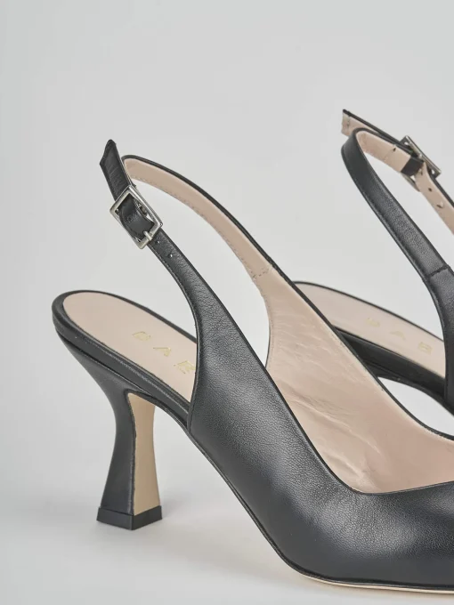 Slingback tacco 7 cm nero pelle