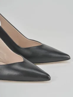 Slingback tacco 7 cm nero pelle