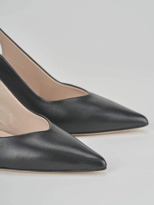Slingback tacco 7 cm nero pelle