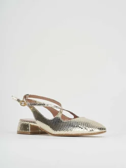 Slingback tacco 3 cm oro pitone