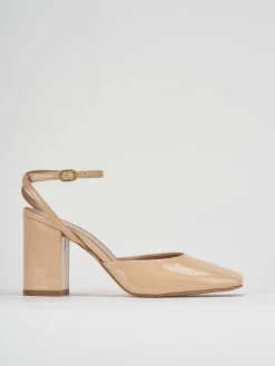 Slingback tacco 8 cm rosa vernice