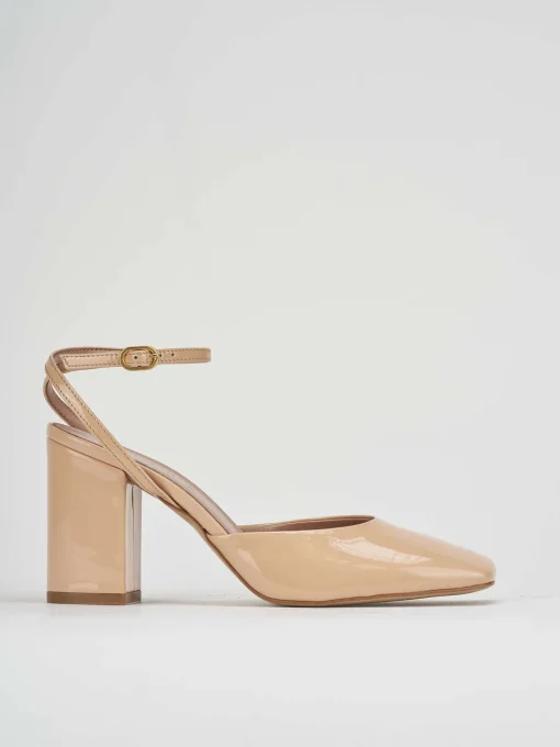 Slingback tacco 8 cm rosa vernice
