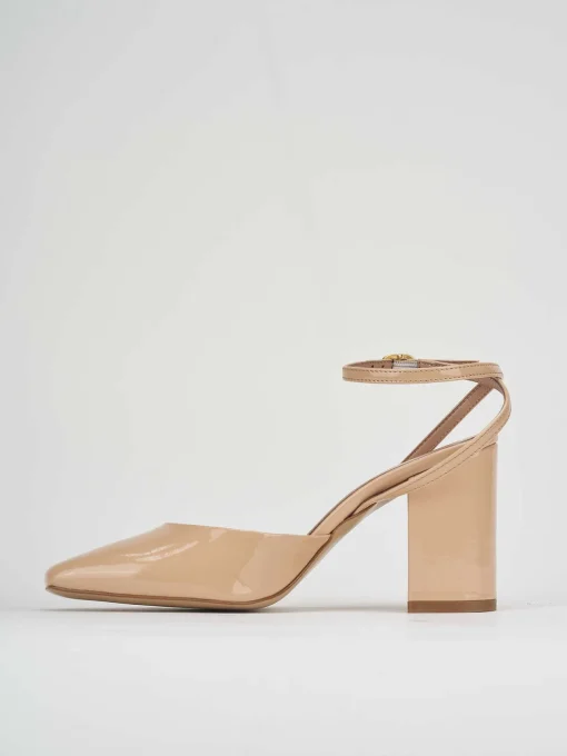 Slingback tacco 8 cm rosa vernice