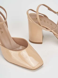 Slingback tacco 8 cm rosa vernice