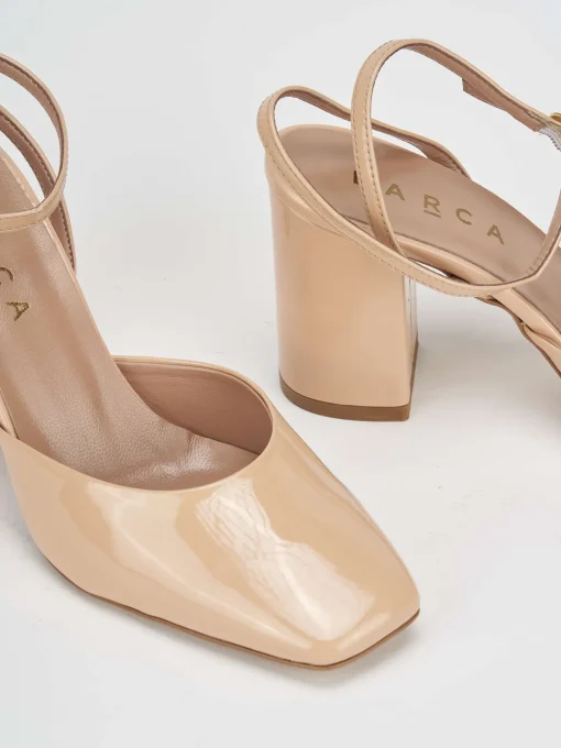 Slingback tacco 8 cm rosa vernice