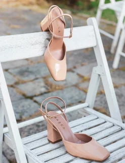 Slingback tacco 8 cm rosa vernice