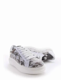 Sneakers con fondo alto 3 cm argento
