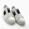 sneakers fondo gomma e soletto interno in vera pelle. Tomaia in morbidissima pelle nappata bianco
