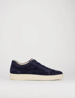 sneakers fondo gomma e soletto interno in vera pelle. tomaia in morbida pelle blu