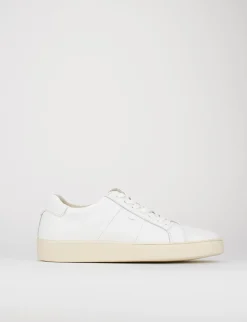sneakers fondo gomma e soletto interno in vera pelle. tomaia in morbida pelle bianco