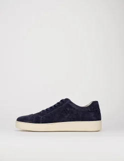sneakers fondo gomma e soletto interno in vera pelle. tomaia in morbida pelle blu