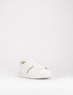 sneakers fondo gomma e soletto interno in vera pelle. Tomaia in morbida pelle bianco