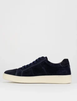 sneakers fondo gomma e soletto interno in vera pelle. tomaia in morbida pelle blu