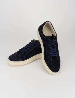 sneakers fondo gomma e soletto interno in vera pelle. tomaia in morbida pelle blu