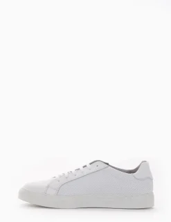 sneakers fondo in gomma e soletto interno in vera pelle. Tomaia in morbidissima pelle nappata bianco