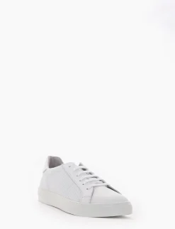 sneakers fondo in gomma e soletto interno in vera pelle. Tomaia in morbidissima pelle nappata bianco