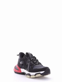 sneakers fondo in gomma e soletto interno in vera pelle. Tomaia in bellissimo tessuto con riporti in pelle scamosciata nero