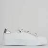 Sneakers pelle argento