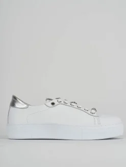 Sneakers pelle argento