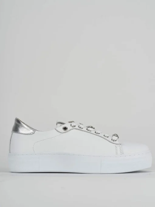 Sneakers pelle argento