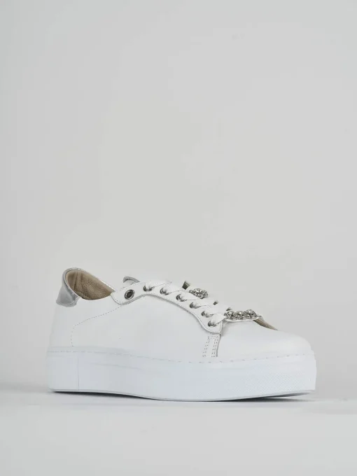 Sneakers pelle argento