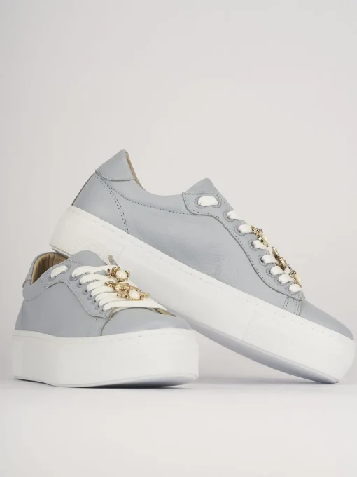 Sneakers pelle azzurro