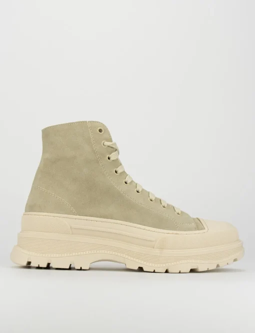 Sneakers tacco 1cm camoscio beige