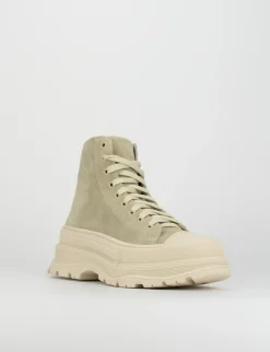 Sneakers tacco 1cm camoscio beige