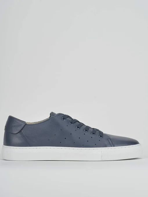 Sneakers tacco 1cm pelle blu
