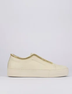 Sneakers tacco 1cm pelle beige
