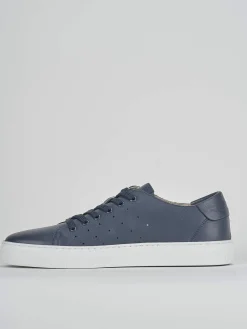 Sneakers tacco 1cm pelle blu