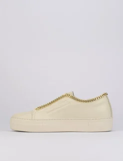 Sneakers tacco 1cm pelle beige