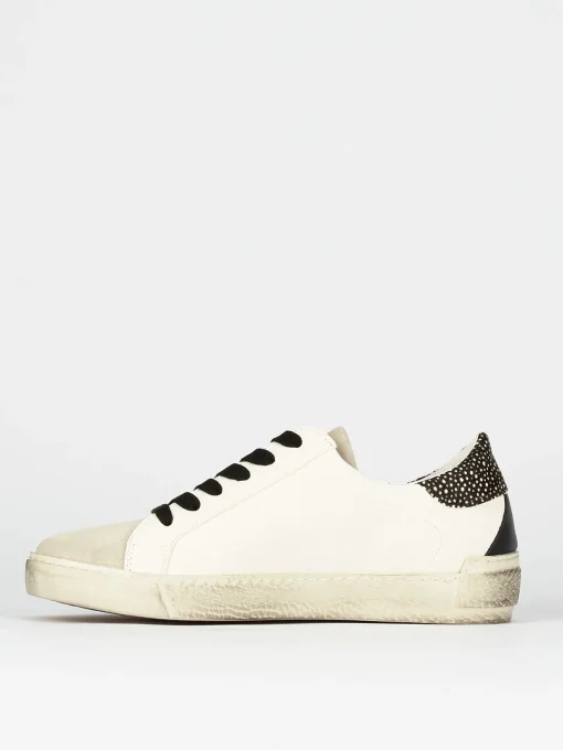 Sneakers tacco 1cm pelle bianco