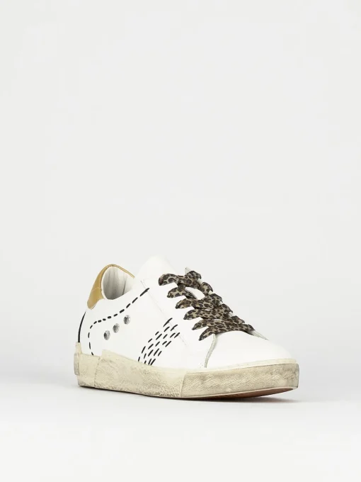 Sneakers tacco 1cm pelle bianco
