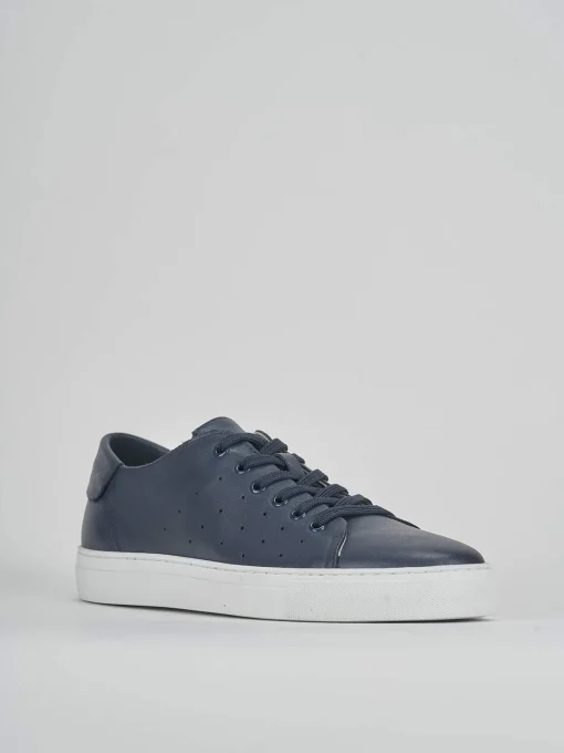 Sneakers tacco 1cm pelle blu