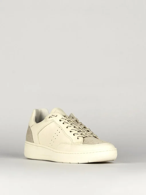 Sneakers tacco 1cm pelle bianco