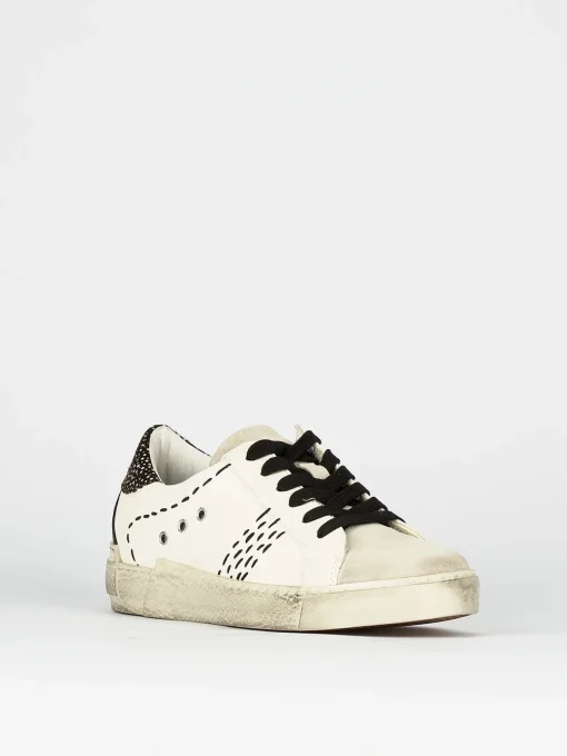 Sneakers tacco 1cm pelle bianco