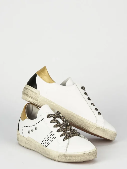 Sneakers tacco 1cm pelle bianco