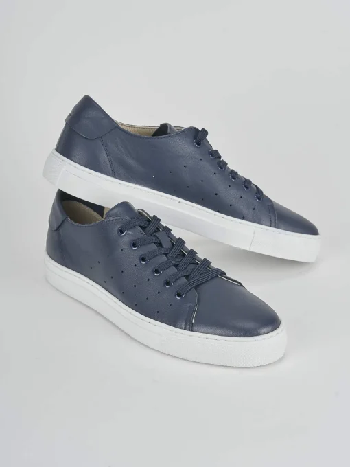 Sneakers tacco 1cm pelle blu