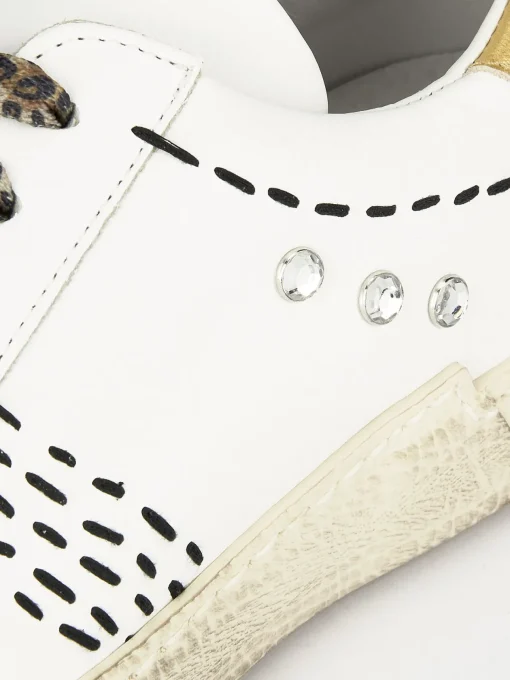 Sneakers tacco 1cm pelle bianco