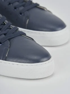 Sneakers tacco 1cm pelle blu