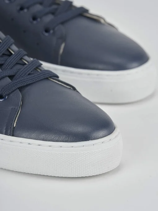 Sneakers tacco 1cm pelle blu