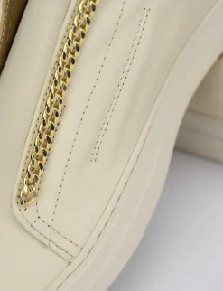 Sneakers tacco 1cm pelle beige