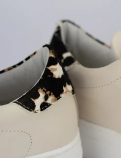 Sneakers tacco 1cm pelle beige