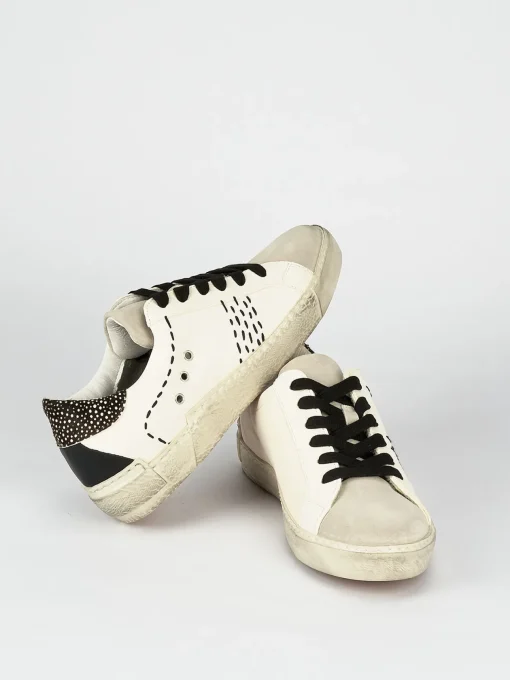 Sneakers tacco 1cm pelle bianco