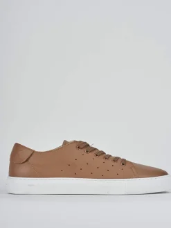 Sneakers tacco 1cm pelle marrone