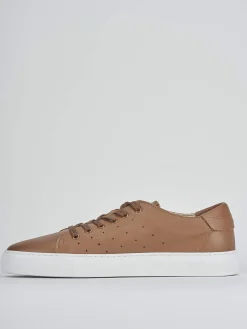 Sneakers tacco 1cm pelle marrone