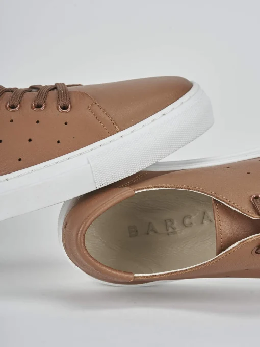 Sneakers tacco 1cm pelle marrone
