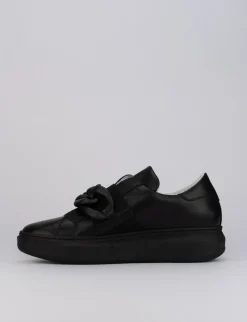 Sneakers tacco 1cm pelle nero
