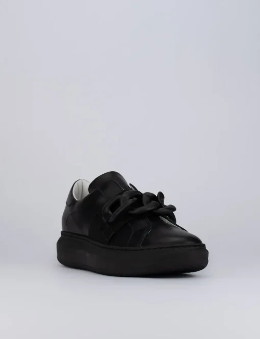 Sneakers tacco 1cm pelle nero